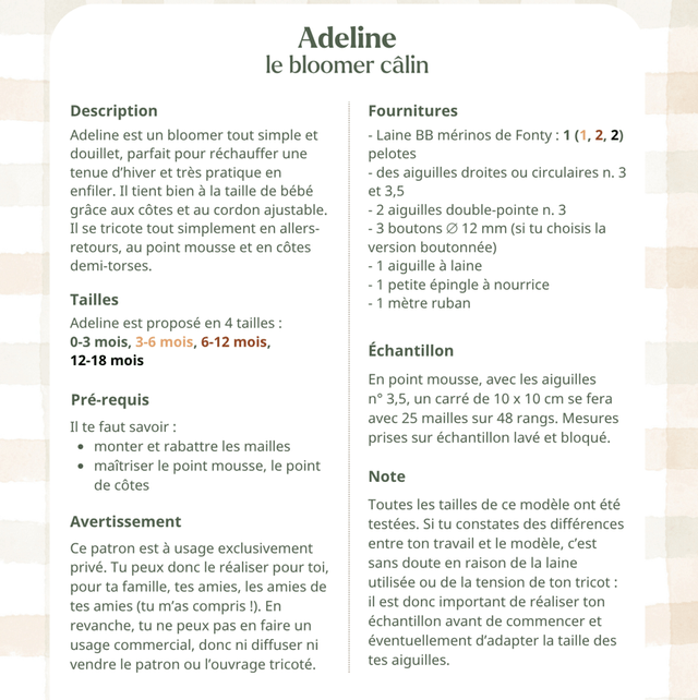 Modèle Adeline, le bloomer câlin