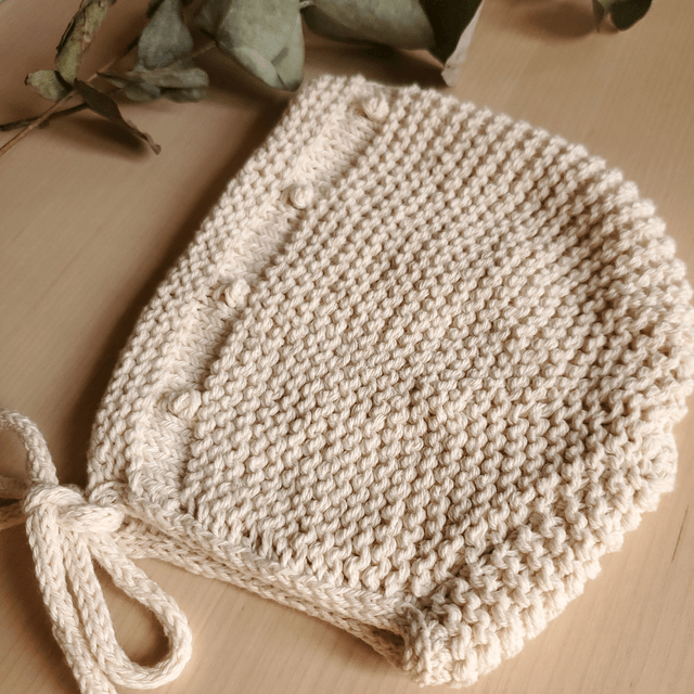 EDMÉE béguin écru 100% coton, taille 6-12 mois